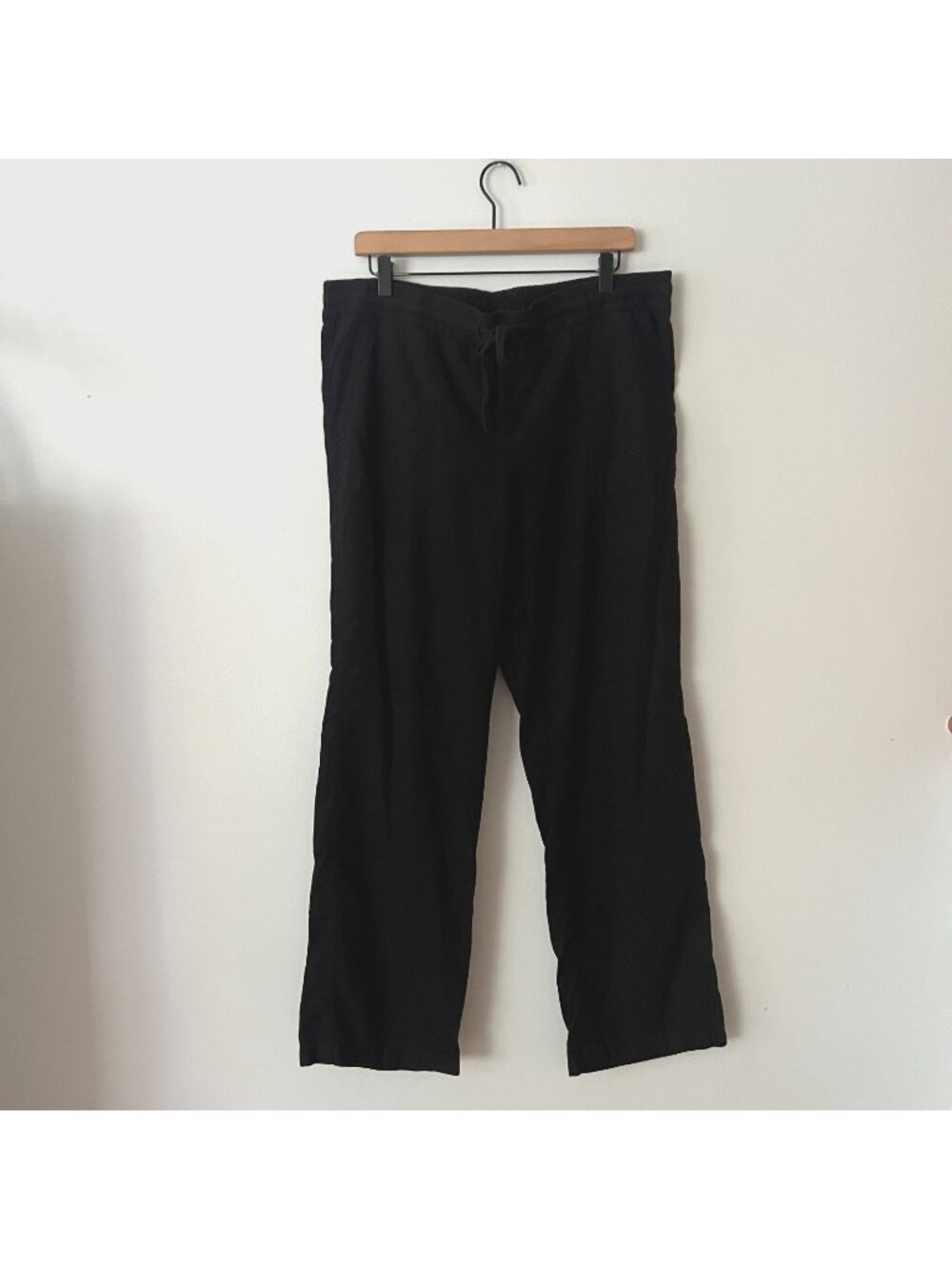 Caslon Black Linen Blend Straight Leg Pants Women's Size Large